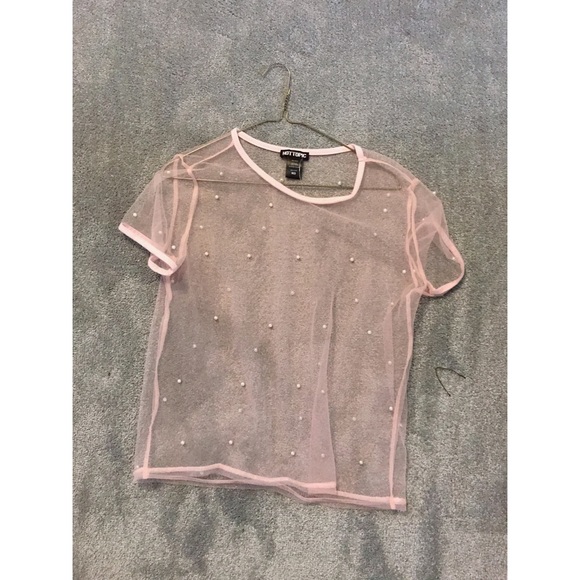 Sheer pink top with pearls - Picture 2 of 2